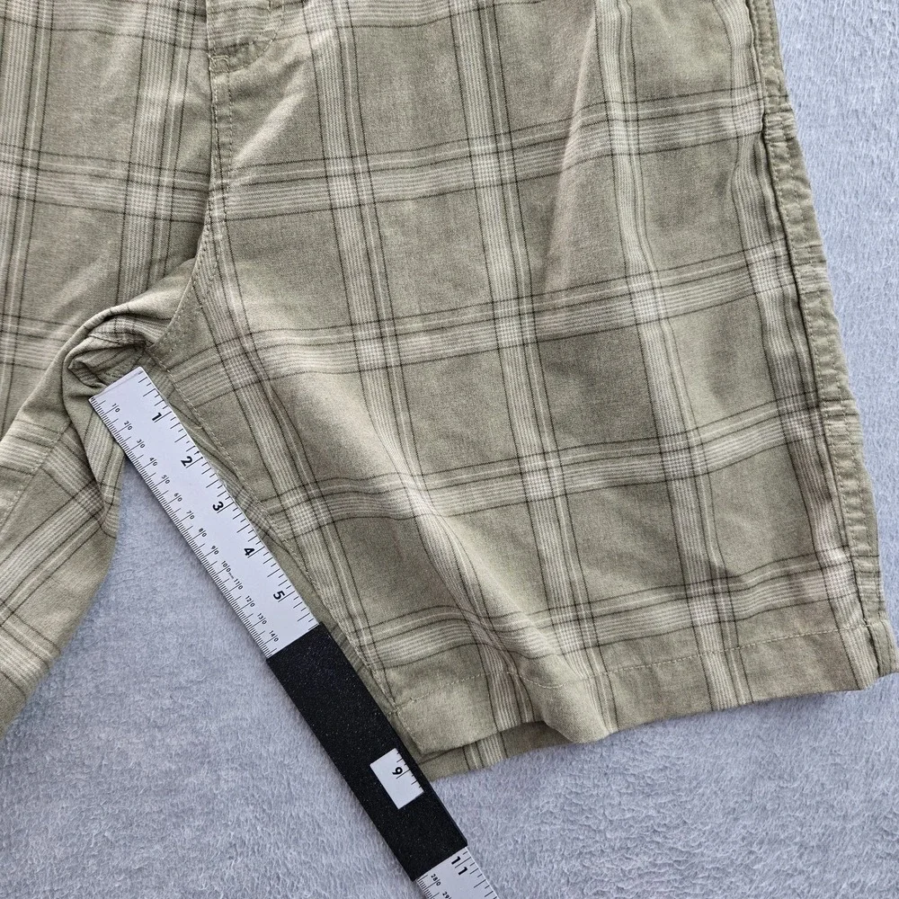 Quiksilver Men Shorts 33 Brown Plaid‎ Chino Button 9